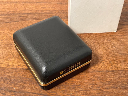 Front side Vintage Citizen square box - black w/ gold details (NOS)