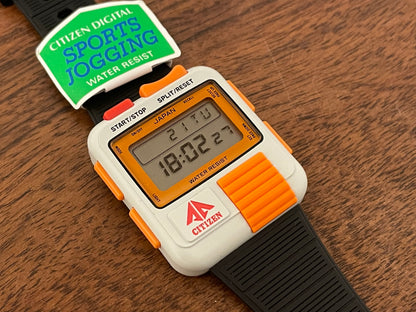 (1986) Citizen Promaster Sports Jogging digital “Bullhead” D050 - white/orange (NOS)