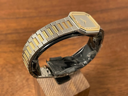 (1982) Seiko 8420-5129 Lassale dress watch - bi-color integrated bracelet & case - silver dial - small size (NOS)