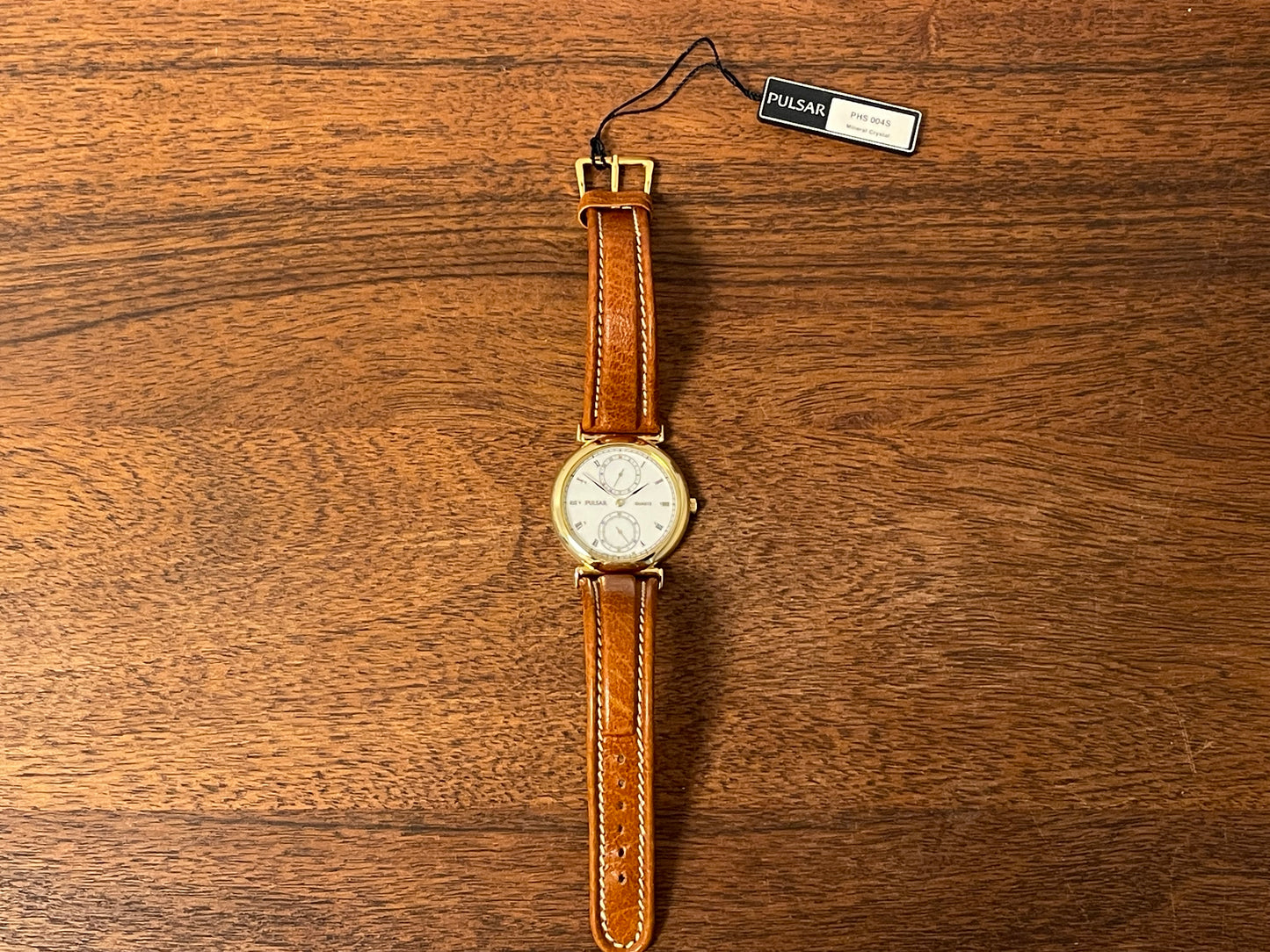 (1998) Pulsar V254-0080 dress watch – white dial w/ Roman numerals, 24h subdial & small seconds (NOS)