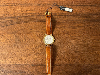 (1998) Pulsar V254-0080 dress watch – white dial w/ Roman numerals, 24h subdial & small seconds (NOS)
