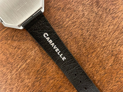 (1974) Caravelle dress watch - octagon case - brushed silver dial w/ stick markers (mint)