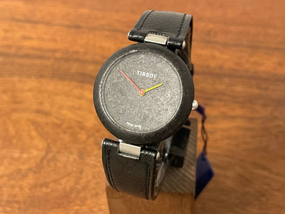Front side (1980s) Tissot RockWatch R151 black basalt - large size model (NOS)