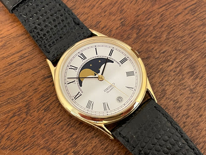 (1984) Seiko 7434-7000 dress watch - cream dial w/ moonphase & Roman numerals