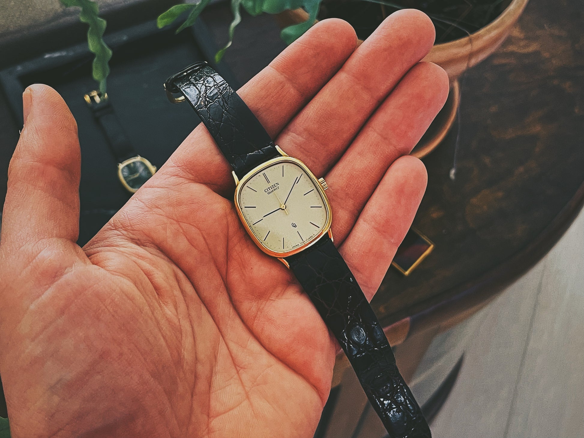 Citizen 18K Golden Ellipse homage watch in hand