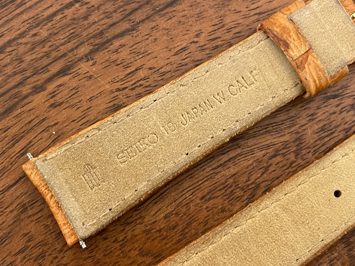 18mm Seiko "Gold Collection" cognac brown calf leather stap (NOS)