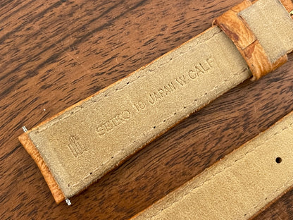 18mm Seiko "Gold Collection" cognac brown calf leather stap (NOS)