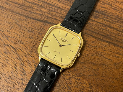 (1980s) Longines 978 6398 dress watch - gold plated case - gold dial w/ stick markers (NOS)