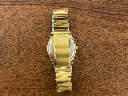 (1982) Seiko 8223-6060 SQ - Solid Gold Plated (SGP) case with gold dial