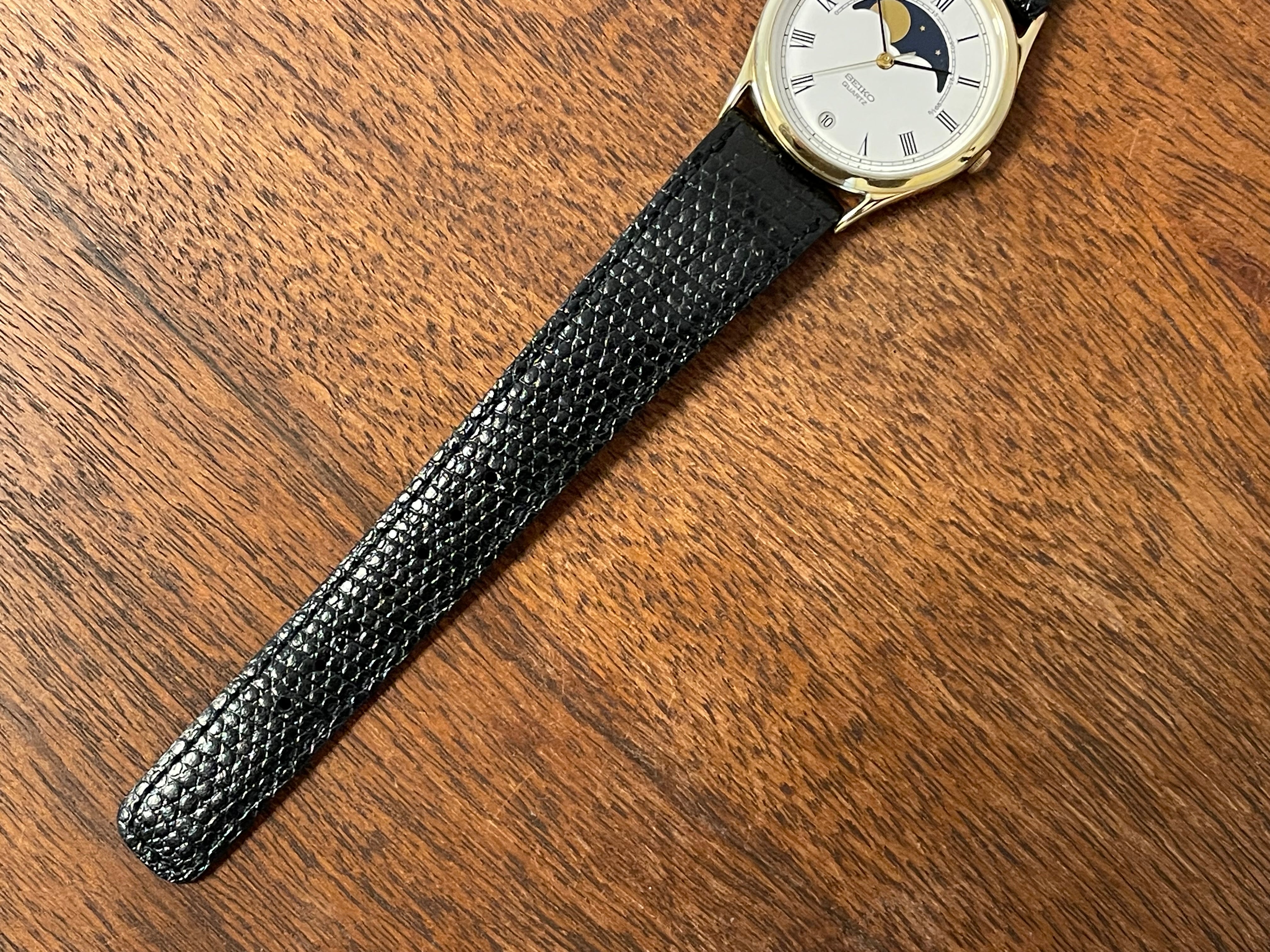 1984) Seiko 7434-7000 dress watch - cream dial w/ moonphase