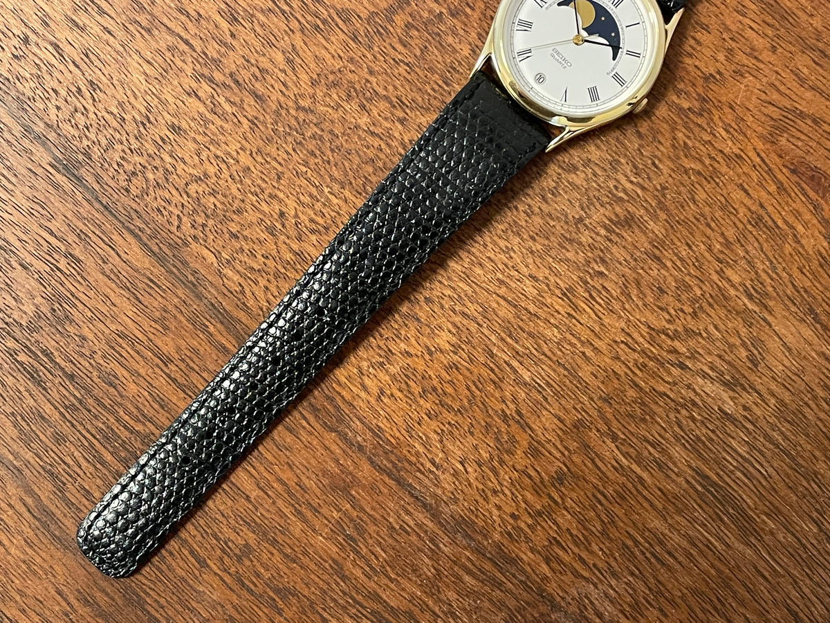 (1984) Seiko 7434-7000 dress watch - cream dial w/ moonphase & Roman numerals