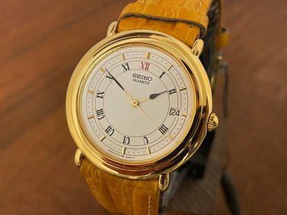 (1991) Seiko 5Y32-6A20 dress watch - white dial w/ Roman numerals & Spade hands (NOS)
