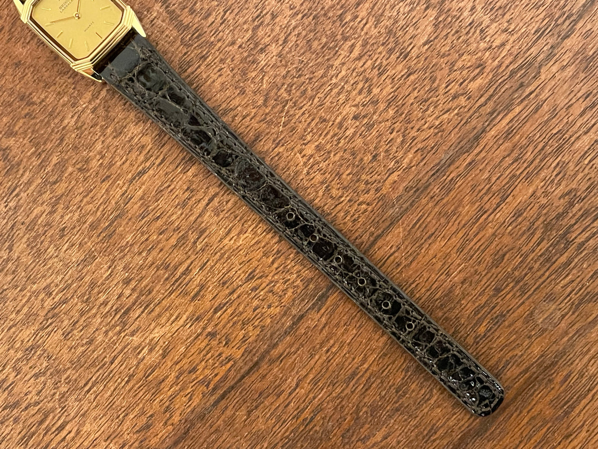 (1982) Seiko 1230-502H Lassale "Tank" dress watch - gold case - gold dial w/ gold stick markers - small size (NOS)