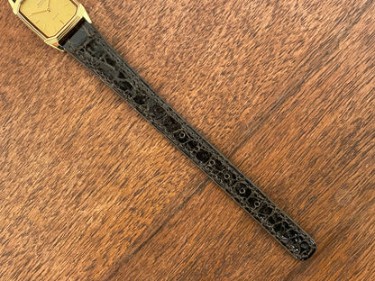 (1982) Seiko 1230-502H Lassale "Tank" dress watch - gold case - gold dial w/ gold stick markers - small size (NOS)