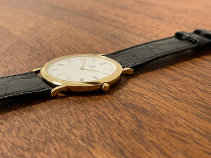 (1990s) Omega De Ville 195.0075 ultra thin dress watch - Cal. 1378 - cream dial w/ Roman numerals (NOS)