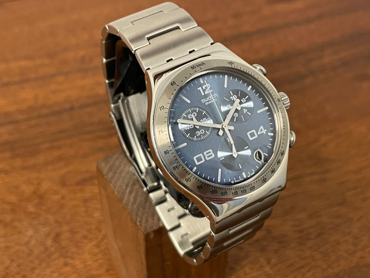(2002) Swatch YCS438G Irony Chrono "Blustery" - blue sunburst dial (NOS + Full set)