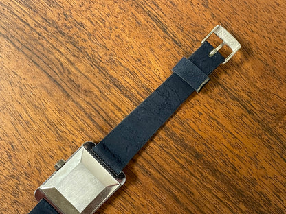 (1970s) Tissot Seven automatic "Tank" - lavender abstract graphic dial w/ white Roman numerals (NOS)