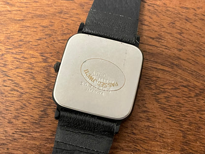 (1983) ADEC (by Citizen) 2028-395808 "TV case" - black case -  black dial w/ silver markers (NOS)