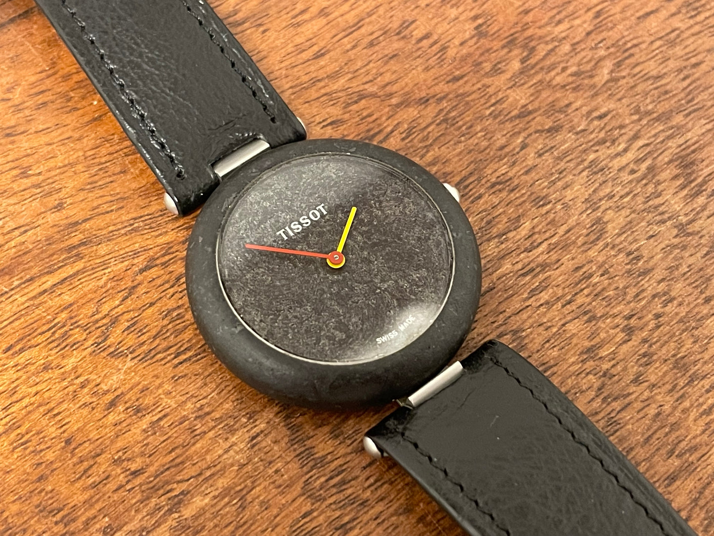 (1980s) Tissot RockWatch R151 black basalt - large size model (NOS)