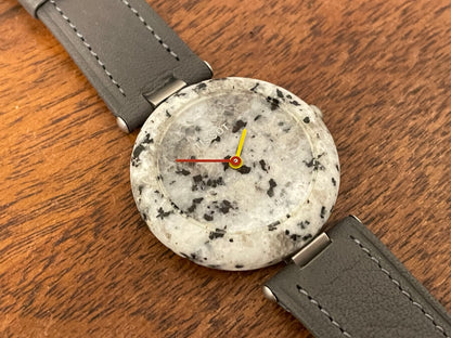 (1980s) Tissot RockWatch R150 light grey/black granite - mid size model (NOS)