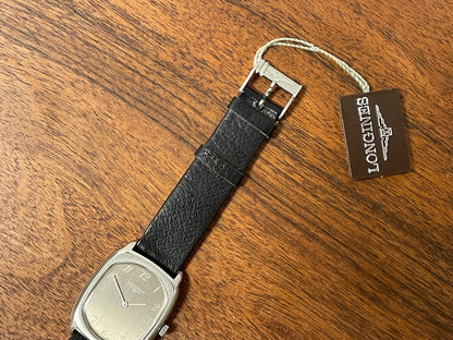 (1970s) Longines "Ellipse" ref. 1006 cal. 428 - brushed silver dial w/ white Arabic numerals (NOS)