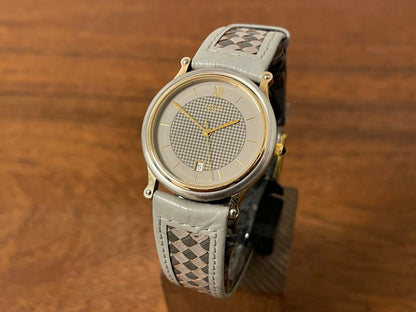 Front side (1986) Citizen 2810-956141 SA dress watch - checkered dial w/ gold markers (NOS)