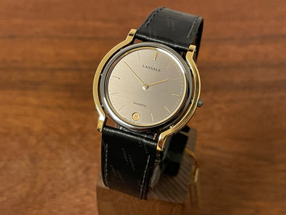 Front side (1982) Seiko 7759-6039 Lassale dress watch - bi-color case - silver dial w/ gold stick markers (NOS)