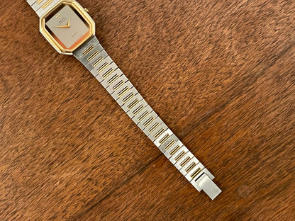(1982) Seiko 8420-5129 Lassale dress watch - bi-color integrated bracelet & case - silver dial - small size (NOS)
