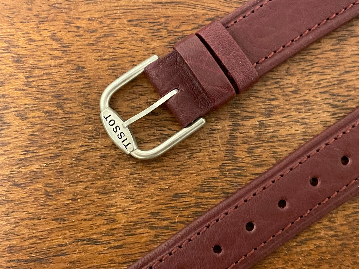 18mm Tissot Rockwatch R151 Bordeaux leather strap (NOS)