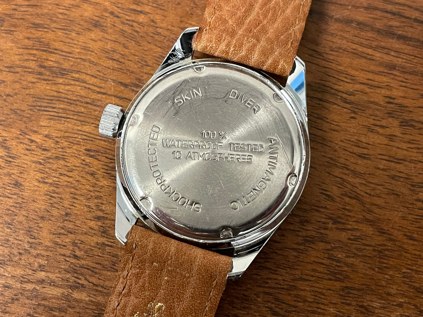 (1970s) Dugena Watertrip "Kermit" diver - green bezel - silver sunburst dial