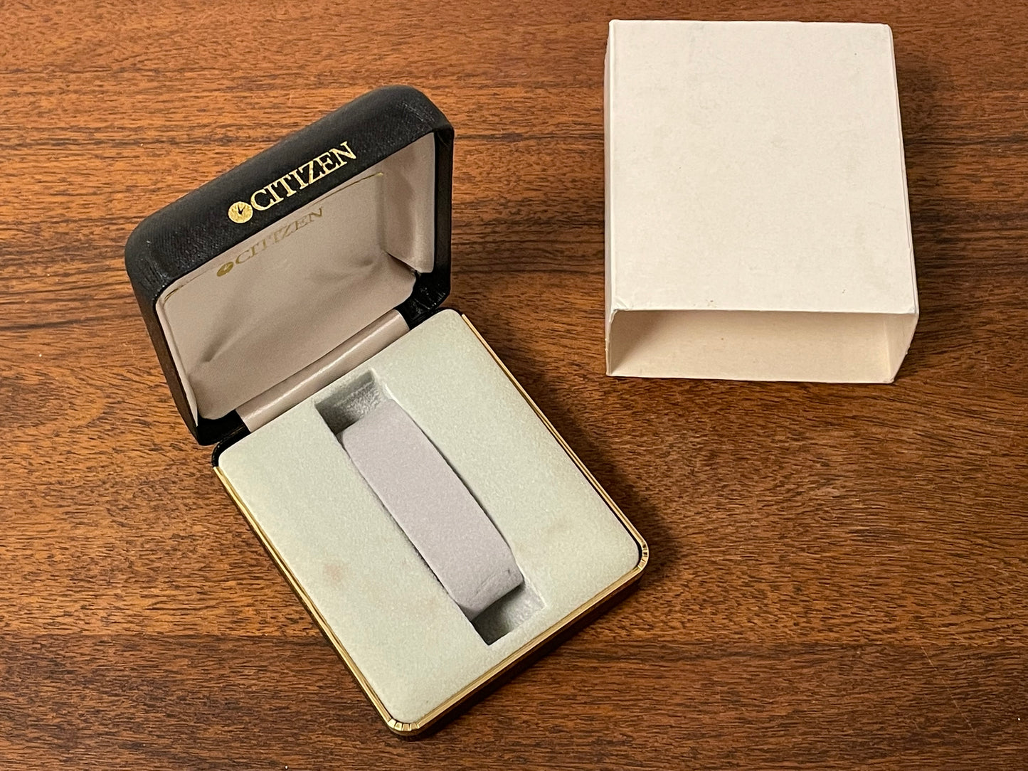 Vintage Citizen square box - black w/ gold details (NOS)
