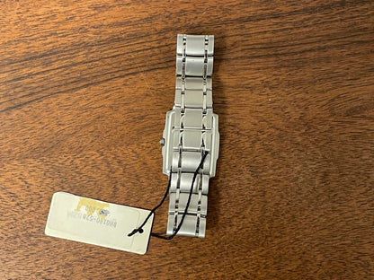 (1990) Citizen 1015-H23389 - integrated bracelet - black dial w/ silver Arabic numerals & markers (NOS)