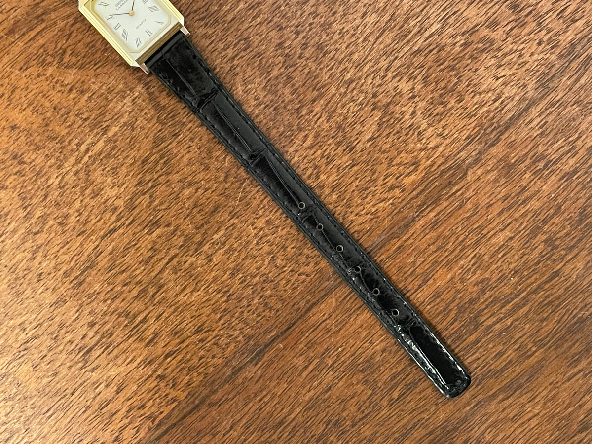(1981) Seiko 6730-5079 Lassale ultra-thin "Tank" dress watch - white dial w/ black Roman numerals - small size (NOS)