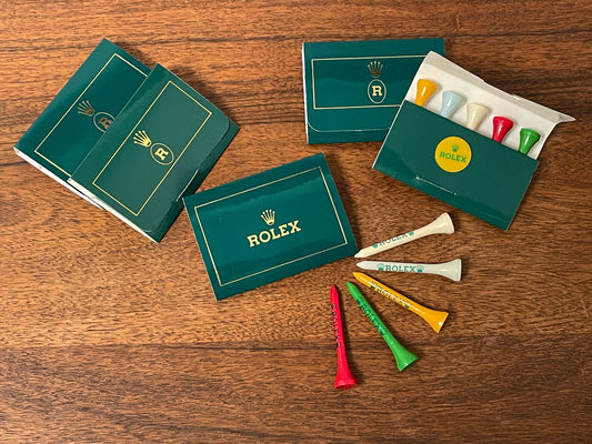 Vintage Rolex golf tee & marker - set of 5 - multi colored