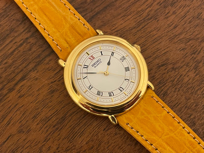 (1991) Seiko 5Y32-6A20 dress watch - white dial w/ Roman numerals & Spade hands (NOS)