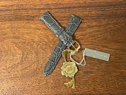 18mm Seiko "18K Gold Collection" dark grey leather stap w/ gold buckle by Italwatch (NOS)