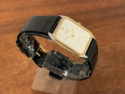 (1983) Seiko 9550-5069 Lassale ultra-thin "Tank" dress watch - cream dial w/ black stick markers (NOS)