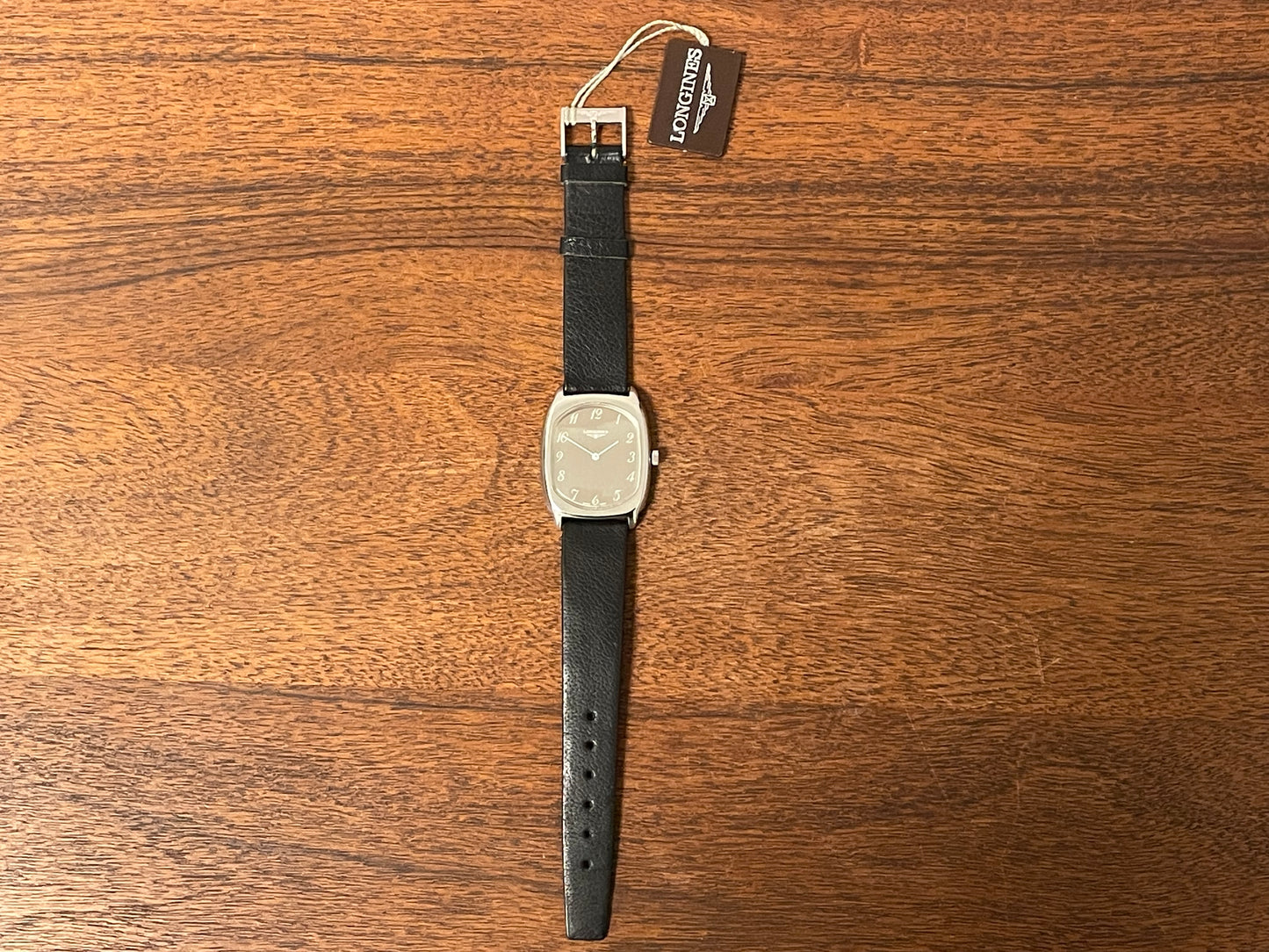 (1970s) Longines "Ellipse" ref. 1006 cal. 428 - brushed silver dial w/ white Arabic numerals (NOS)