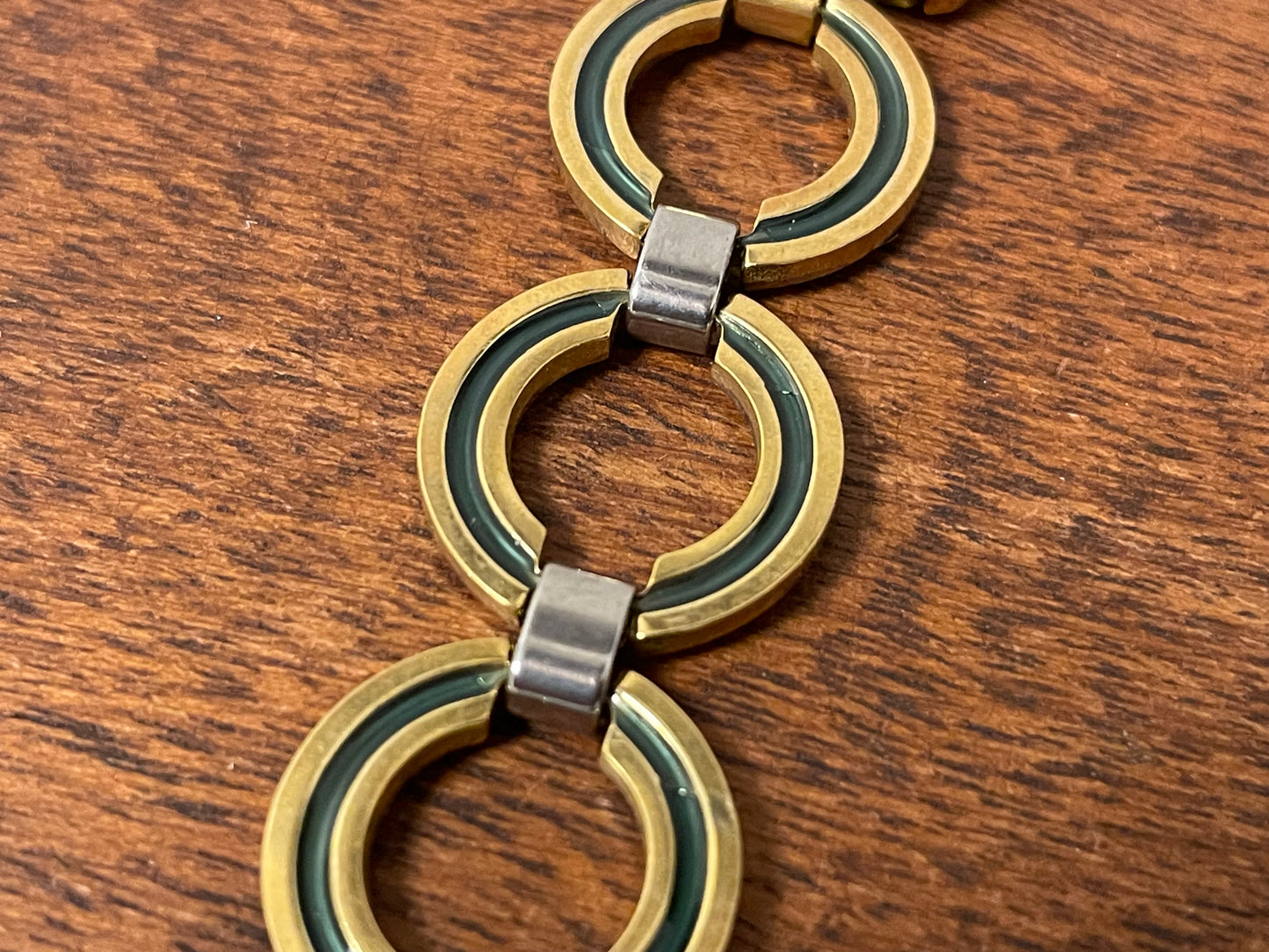 (1970s) Timex 551-211 dress watch - gold case - green dial w/ gold markers - small size (NOS + full set)