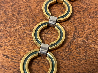 (1970s) Timex 551-211 dress watch - gold case - green dial w/ gold markers - small size (NOS + full set)
