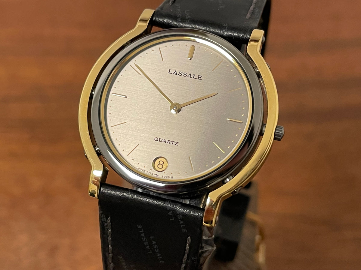 (1982) Seiko 7759-6039 Lassale dress watch - bi-color case - silver dial w/ gold stick markers (NOS)