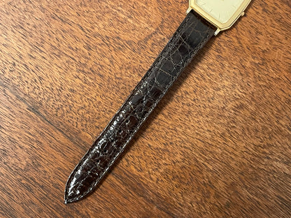 (1987) Seiko 5E20-5A00 "Tank" dress watch - champagne patterned dial w/ gold markers (NOS)