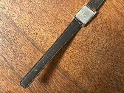 (1982) Seiko 5420-5100 "Tank" dress watch - brushed gold dial w/ gold markers - small size (NOS)