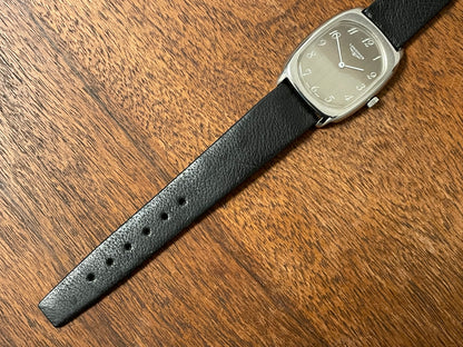 (1970s) Longines "Ellipse" ref. 1006 cal. 428 - brushed silver dial w/ white Arabic numerals (NOS)