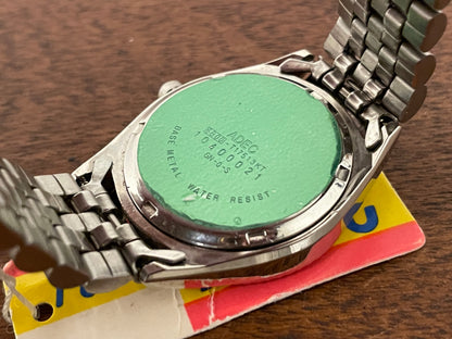 (1980) ADEC (by Citizen) "Day-Date" - fluted bezel - silver dial w/ stick markers - small size (NOS)