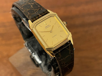 (1982) Seiko 1230-502H Lassale "Tank" dress watch - gold case - gold dial w/ gold stick markers - small size (NOS)