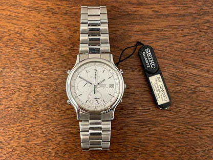 (1989) Seiko 7T32-6A50 Chronograph - silver dial w/ silver markers (NOS)