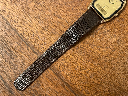 (1984) Seiko H448-5130 Alarm Chronograph - gold dial w/ gold markers & digital display