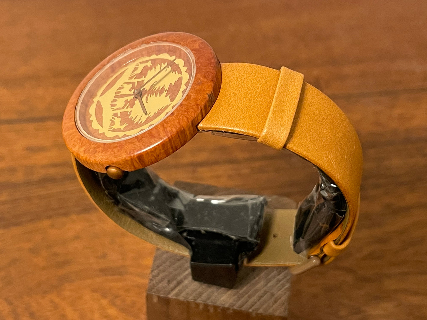 (1991) Tissot WoodWatch W195 - Mediterranean Briar case & dial w/ gold colored inlay (NOS)