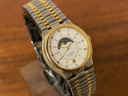 (1985) Lassale (by Seiko) 7454-5009 dress watch - white dial w/ moonphase complication (NOS)